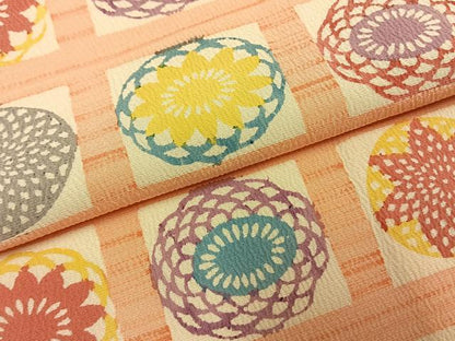 平和屋着物●上質な小紋　型染め　色紙花文　正絹　逸品　AABH4728fy
