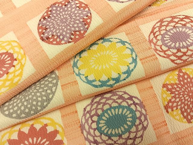 平和屋着物●上質な小紋　型染め　色紙花文　正絹　逸品　AABH4728fy 平和屋着物○上質な小紋 型染め 色紙花文 正絹 逸品 AABH4728fy