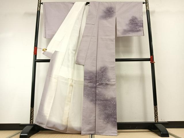 平和屋着物●訪問着　紬地　松竹梅　正絹　逸品　AABH4732fy