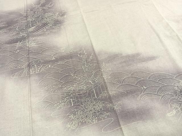 平和屋着物●訪問着　紬地　松竹梅　正絹　逸品　AABH4732fy