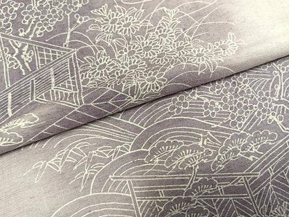 平和屋着物●訪問着　紬地　松竹梅　正絹　逸品　AABH4732fy