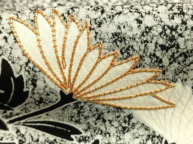 平和屋着物○訪問着 駒刺繍 枝菊文 たたき染め 正絹 逸品 AABH4733fy