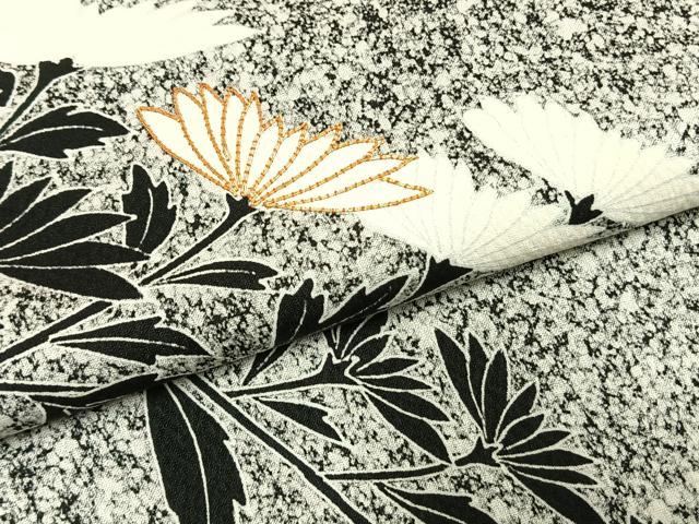 平和屋着物○訪問着 駒刺繍 枝菊文 たたき染め 正絹 逸品 AABH4733fy