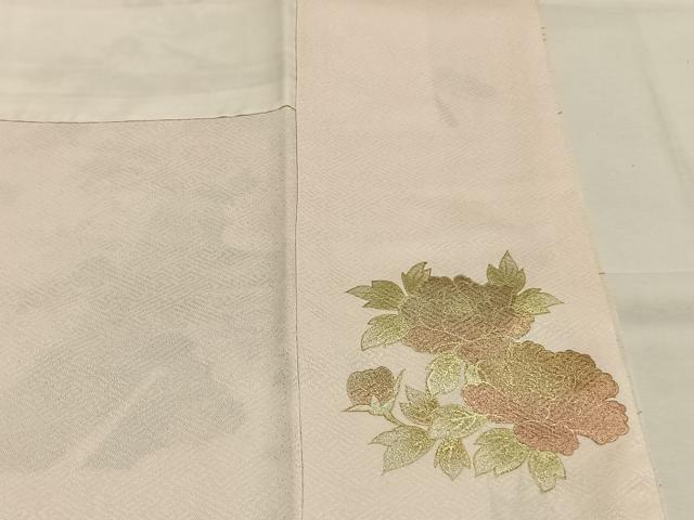 平和屋着物●訪問着　刺繍　花鳥文　暈し染め　金彩　正絹　逸品　AABH4735fy