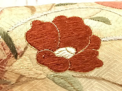 平和屋着物●訪問着　絞り　刺繍　草花文　金糸　金彩　正絹　逸品　AABH4736fy