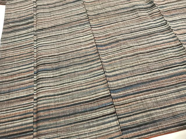 平和屋着物●上質な紬　横縞　正絹　逸品　未使用　AABH4737fy