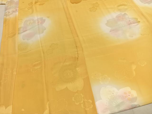 平和屋着物○振袖用長襦袢 無双仕立て 舞花文 暈し染め 正絹 逸品