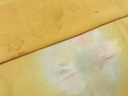 平和屋着物●振袖用長襦袢　無双仕立て　舞花文　暈し染め　正絹　逸品　AABH4742fy