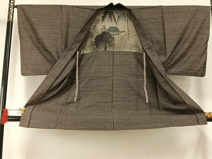 平和屋着物●男性　本場大島紬　アンサンブル　カタス7マルキ　格子　正絹　逸品　AABH4745fy
