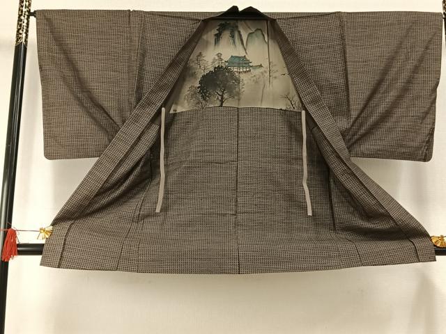 平和屋着物●男性　本場大島紬　アンサンブル　カタス7マルキ　格子　正絹　逸品　AABH4745fy