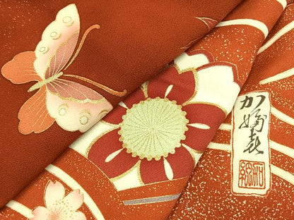 平和屋着物●豪華振袖　作家物　立波花蝶文　金彩　正絹　逸品　AABH4749fy