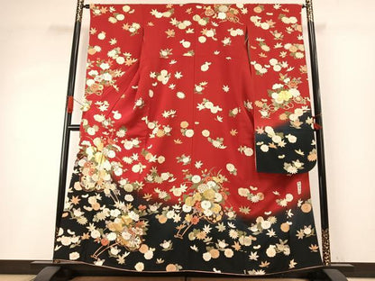 平和屋着物●豪華振袖　作家物　片輪車花文　暈し染め　金銀彩　正絹　逸品　AABH4750fy