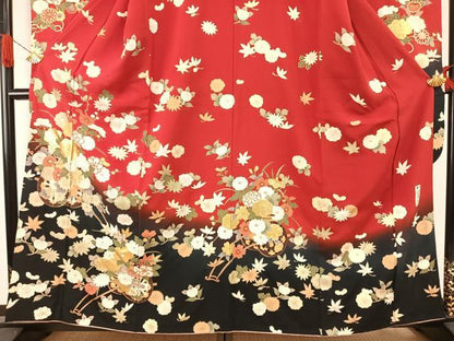 平和屋着物●豪華振袖　作家物　片輪車花文　暈し染め　金銀彩　正絹　逸品　AABH4750fy