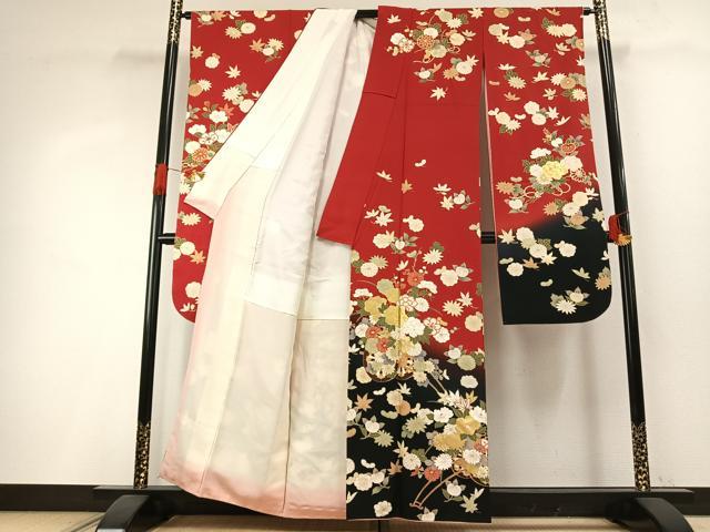 平和屋着物●豪華振袖　作家物　片輪車花文　暈し染め　金銀彩　正絹　逸品　AABH4750fy