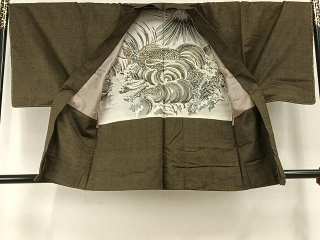 平和屋着物●男性　紬　アンサンブル　霞文　正絹　逸品　未使用　AABH4756fy