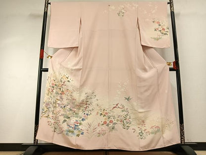 平和屋着物●訪問着　友禅　作家物　花鳥文　暈し染め　正絹　逸品　AABH4761fy