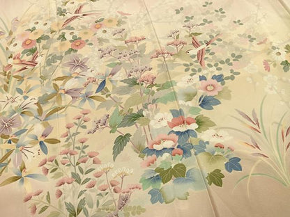 平和屋着物●訪問着　友禅　作家物　花鳥文　暈し染め　正絹　逸品　AABH4761fy