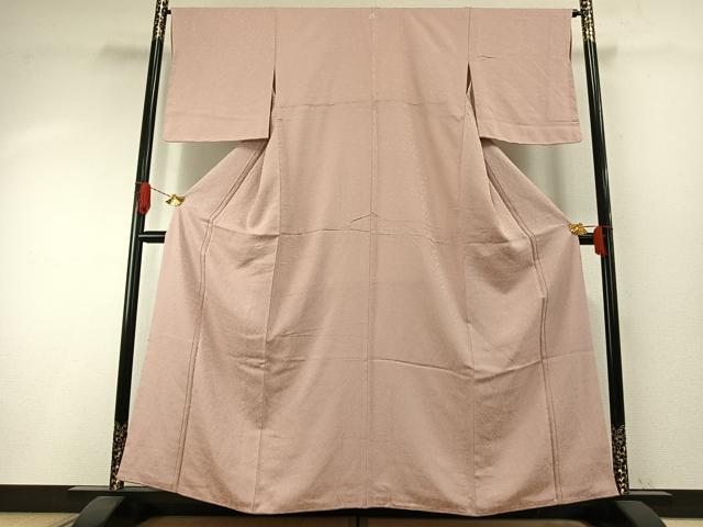 平和屋着物●上質な色無地　草花地紋　灰桜色　正絹　逸品　未使用　AABH4764fy