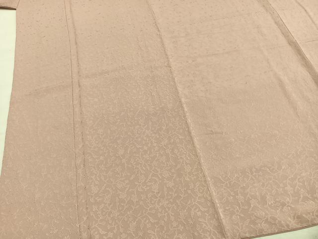 平和屋着物●上質な色無地　草花地紋　灰桜色　正絹　逸品　未使用　AABH4764fy