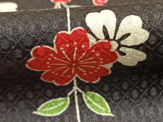 平和屋着物●訪問着　枝垂れ桜　夜桜　黒地　正絹　逸品　未使用　AABH4765fy