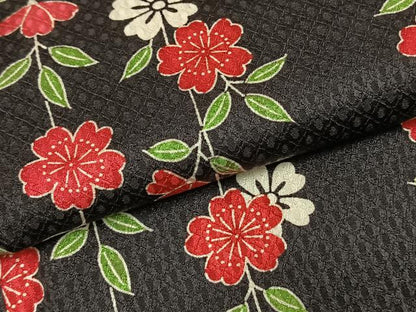 平和屋着物●訪問着　枝垂れ桜　夜桜　黒地　正絹　逸品　未使用　AABH4765fy