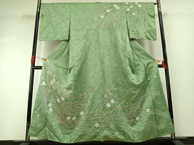 平和屋着物●伯河貞雄　訪問着　絞り　辻が花　銀通し地　正絹　逸品　AABH4767fy