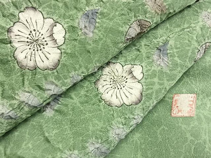 平和屋着物●伯河貞雄　訪問着　絞り　辻が花　銀通し地　正絹　逸品　AABH4767fy