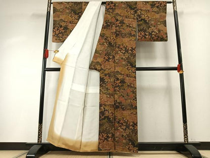 平和屋着物●友禅師・京の名工・伝統工芸士・樽本伊勢蔵　小紋　人物花鳥文　上代38万円　反端付き　正絹　逸品　AABH4768fy