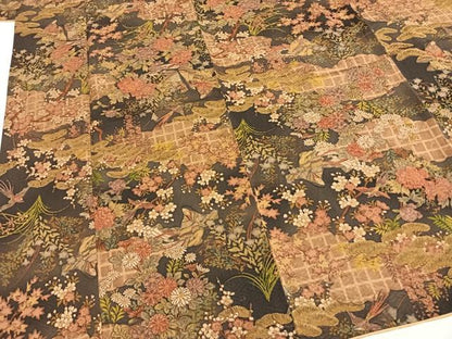 平和屋着物●友禅師・京の名工・伝統工芸士・樽本伊勢蔵　小紋　人物花鳥文　上代38万円　反端付き　正絹　逸品　AABH4768fy