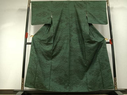 平和屋着物●本場大島紬　一元7マルキ　草花文　正絹　逸品　未使用　AABH4769fy