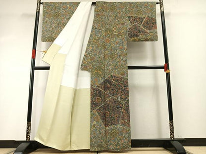 平和屋着物●訪問着　更紗花鳥文　正絹　逸品　未使用　AABH4772fy