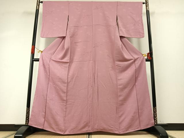 平和屋着物●上質な色無地　流水花地紋　薄紅梅色　正絹　逸品　AABH4774fy