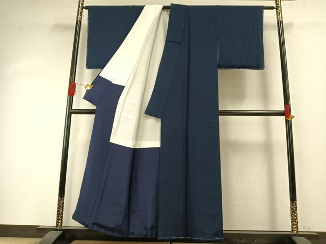 平和屋着物●上質な色無地　紺青色　正絹　逸品　未使用　AABH4780fy
