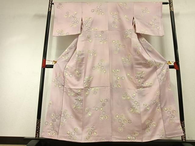 平和屋着物●上質な小紋　雪輪花文　暈し染め　金銀彩　正絹　逸品　AABH4781fy 平和屋着物○上質な小紋 雪輪花文 暈し染め 金銀彩 正絹