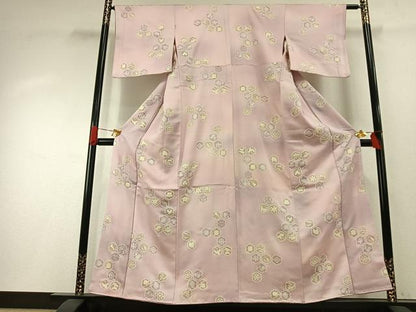 平和屋着物●上質な小紋　雪輪花文　暈し染め　金銀彩　正絹　逸品　AABH4781fy