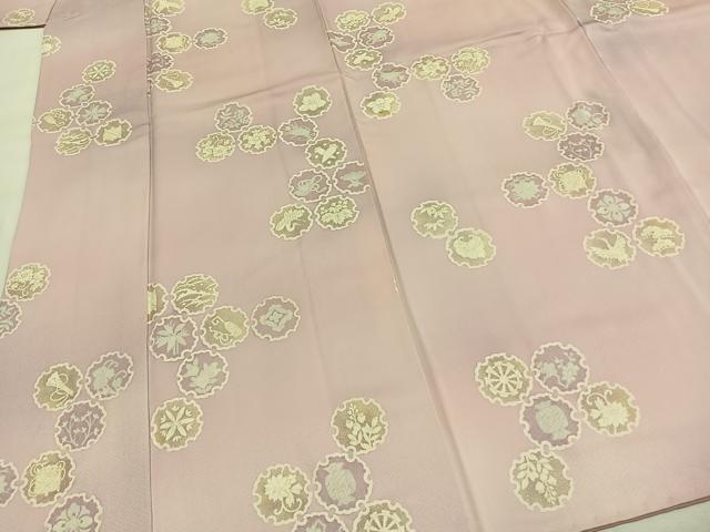 平和屋着物●上質な小紋　雪輪花文　暈し染め　金銀彩　正絹　逸品　AABH4781fy 平和屋着物○上質な小紋 雪輪花文 暈し染め 金銀彩 正絹