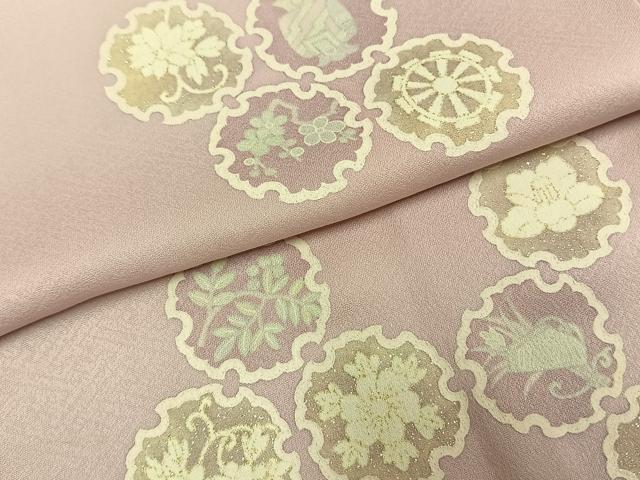 平和屋着物●上質な小紋　雪輪花文　暈し染め　金銀彩　正絹　逸品　AABH4781fy