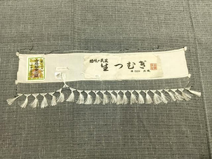 平和屋着物●生紬　霞文　反端付き　正絹　逸品　未使用　AABH4782fy