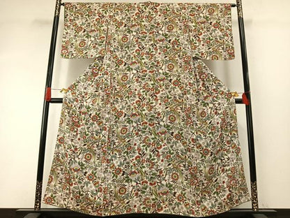 平和屋着物●上質な小紋　花鳥文　金彩　正絹　逸品　AABH4788fy