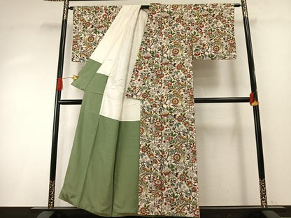 平和屋着物●上質な小紋　花鳥文　金彩　正絹　逸品　AABH4788fy