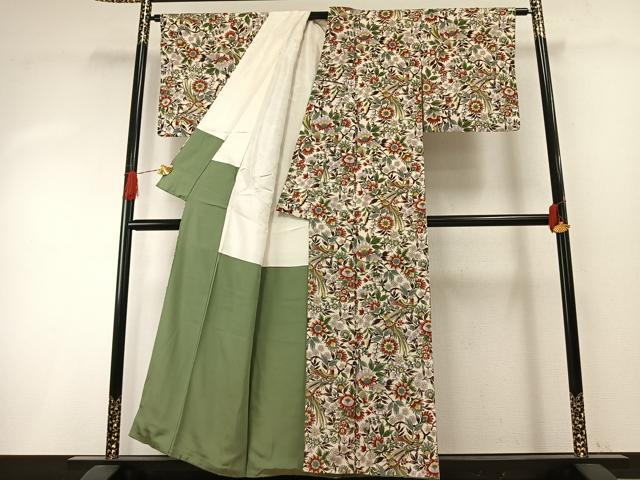 平和屋着物●上質な小紋　花鳥文　金彩　正絹　逸品　AABH4788fy