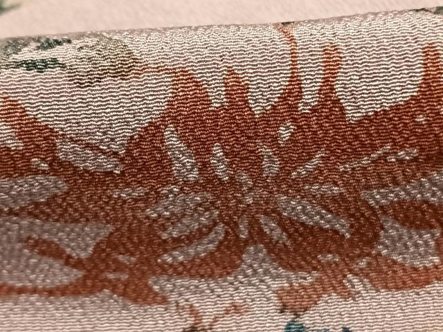 平和屋着物●上質な小紋　型染め　風景花文　鬼しぼ縮緬　正絹　逸品　AABH4789fy 平和屋着物○上質な小紋 型染め 風景花文 鬼しぼ縮緬 正絹