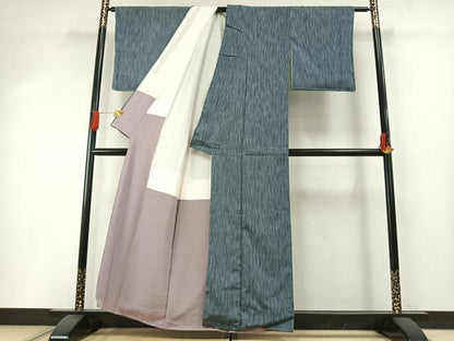 平和屋着物●お召　縞　正絹　逸品　AABH4790fy