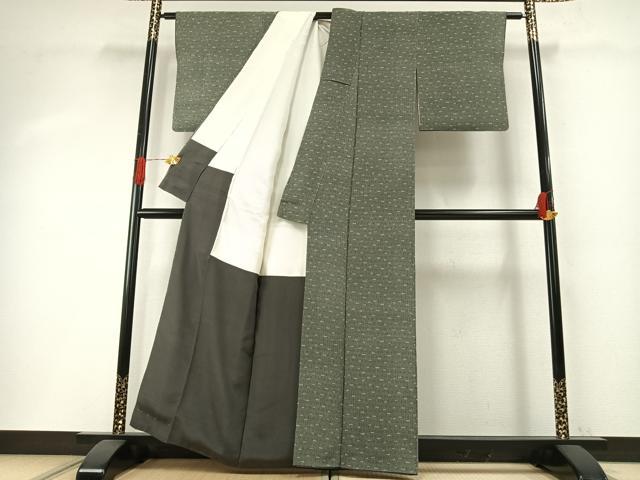 平和屋着物●上質な小紋　よろけ縞　正絹　逸品　AABH4791fy 平和屋着物○上質な小紋 よろけ縞 正絹 逸品 AABH4791fy