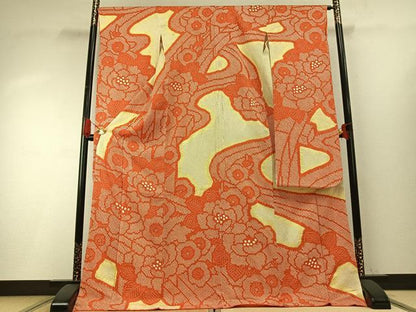 平和屋着物●豪華振袖　総絞り　草花文　正絹　逸品　AABH4795fy