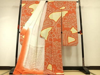 平和屋着物●豪華振袖　総絞り　草花文　正絹　逸品　AABH4795fy