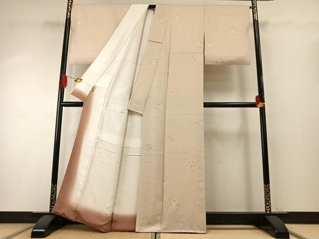 平和屋着物●上質な小紋　松葉　金彩　正絹　逸品　AABH4798fy 平和屋着物○上質な小紋 松葉 金彩 正絹 逸品 AABH4798fy