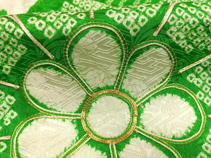 平和屋着物●豪華振袖　駒刺繍　絞り　草花文　正絹　逸品　AABH4802fy