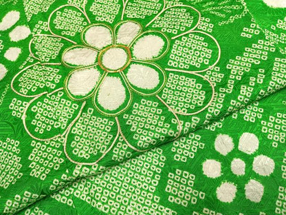 平和屋着物●豪華振袖　駒刺繍　絞り　草花文　正絹　逸品　AABH4802fy