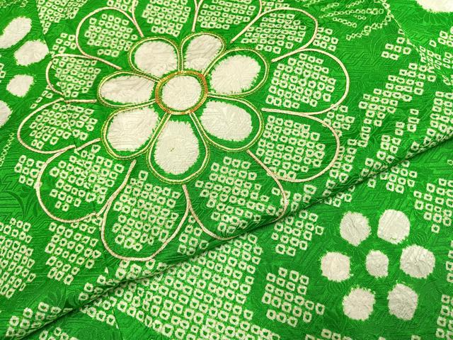 平和屋着物●豪華振袖　駒刺繍　絞り　草花文　正絹　逸品　AABH4802fy